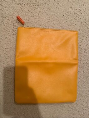 Yellow Leather Zip Pouch